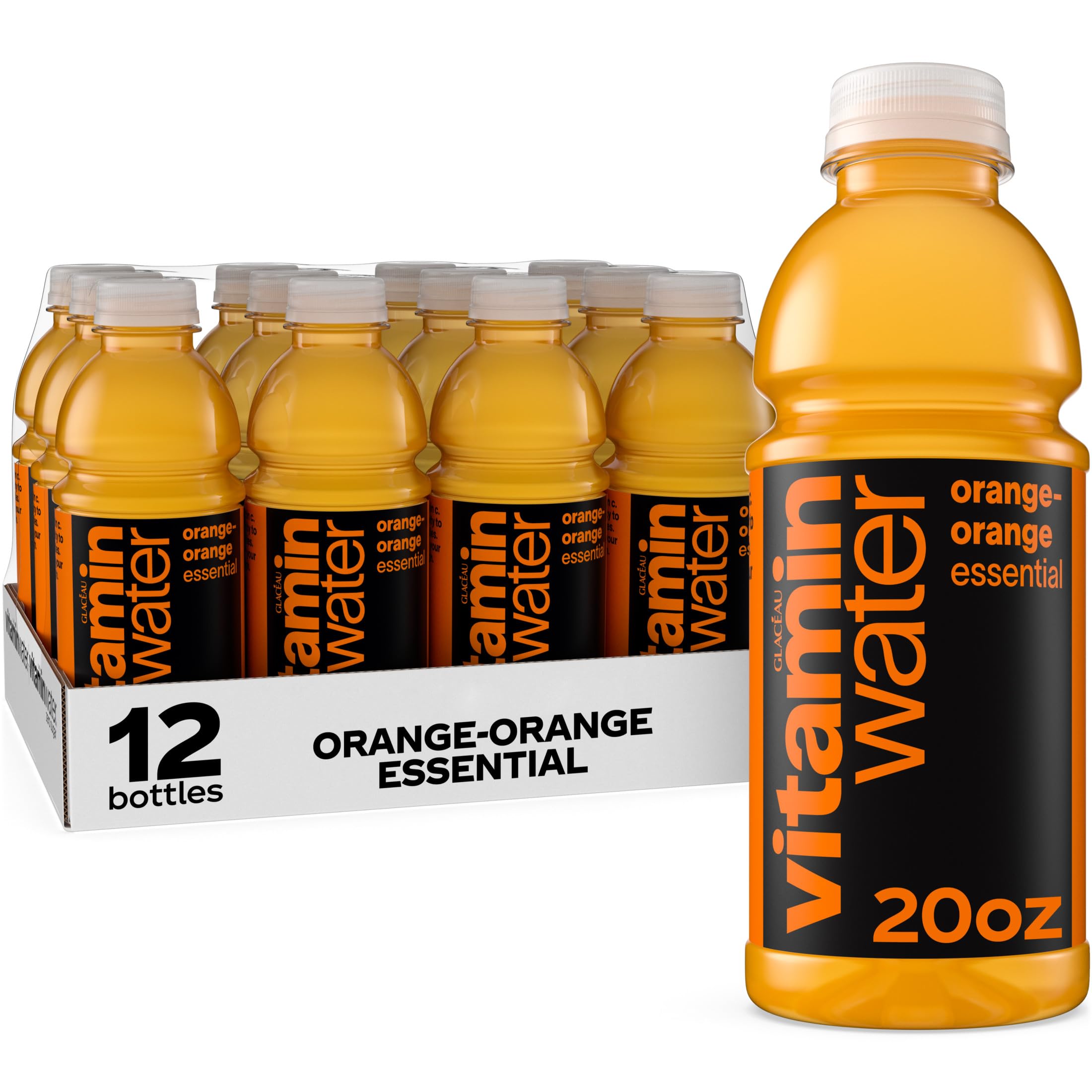 Photo 1 of ******BEST BUY 11/10/2025******vitaminwater Essential Orange-Orange, Flavored Water Beverage, 20 fl oz Bottles, 12 Pack