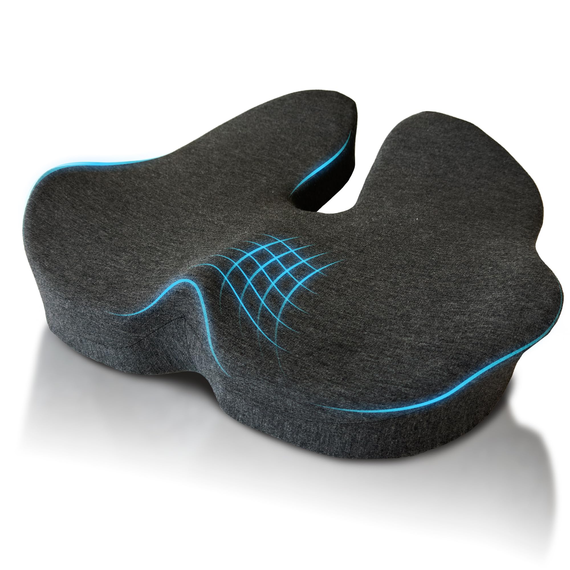 Photo 1 of RAVIONIX Memory Foam Lumbar Support Cushion for Office Chair – Ergonomic Seat Cushion for Tailbone & Lower Back Pain Relief – Breathable Coccyx Cushion for Car & Desk Chairs (Grey)