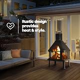 LIVIVO Tall Chiminea Outdoor Fireplace Heater Steel Wood Charcoal Burner Grill view 3