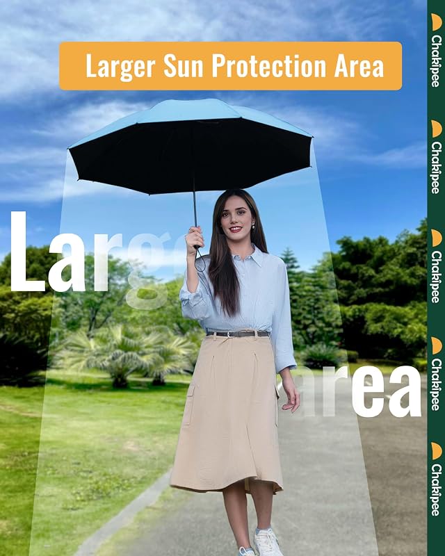 Parapluie Pliant inversé Compact Anti UV- Parapluie Femme Automatique Resistant Vent, Parapluies de Voyage Portables, Revêtement en polyester 210T, Portée 106 cm, 8 Sections — photo 2 sur 8