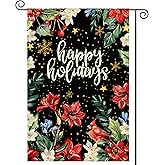 Tikeciti Christmas Peru Amaryllis Floral Welcome Garden Flag 12x18 Inch Double Sided, Xmas Happy Holiday Flower Burlap Small Yard Flag Winter Farmhouse Flags Seasonal Patio Outdoor Outside Decoration
