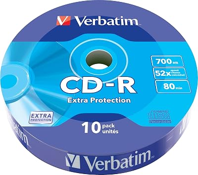 Verbatim CD-R Extra Protection 700MB 52x Speed Data Disc Blank Media - 10