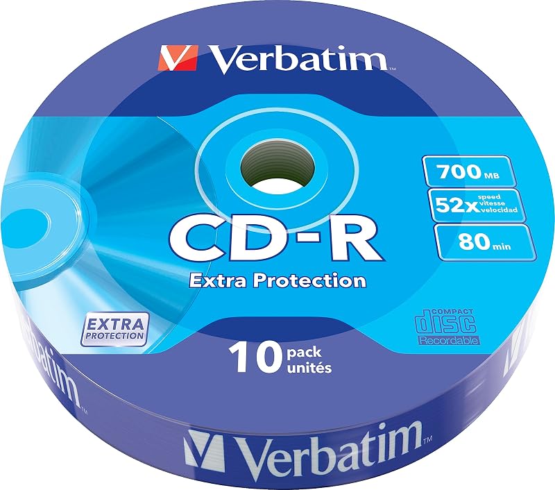 Verbatim CD-R Extra Protection 700MB 52x Speed Data Disc Blank Media - 10