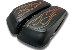 ShoreFire Design 2014-2023 Premium Flame Saddlebag Lid Covers for Harley Davidson Orange Sunrise