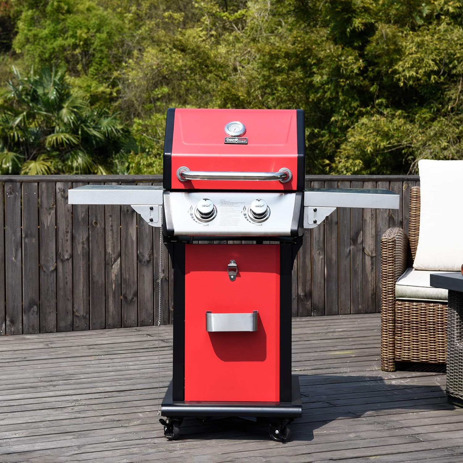 review Royal Gourmet Cabinet Patio Propane Gas Grill, 2-Burner, Red