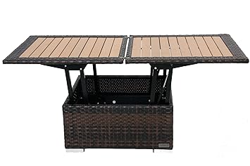 Gartenmöbel Polyrattan Tisch Höhenverstellbar