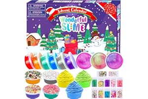 PANSHAN 2024 Fidget Advent Calendar – 24 Days of Crystal Slime Christmas Countdown Toys | Fun Holiday Gift Set Party Favors for Kids Ages 3+ | Perfect Xmas Surprise for Boys and Girls