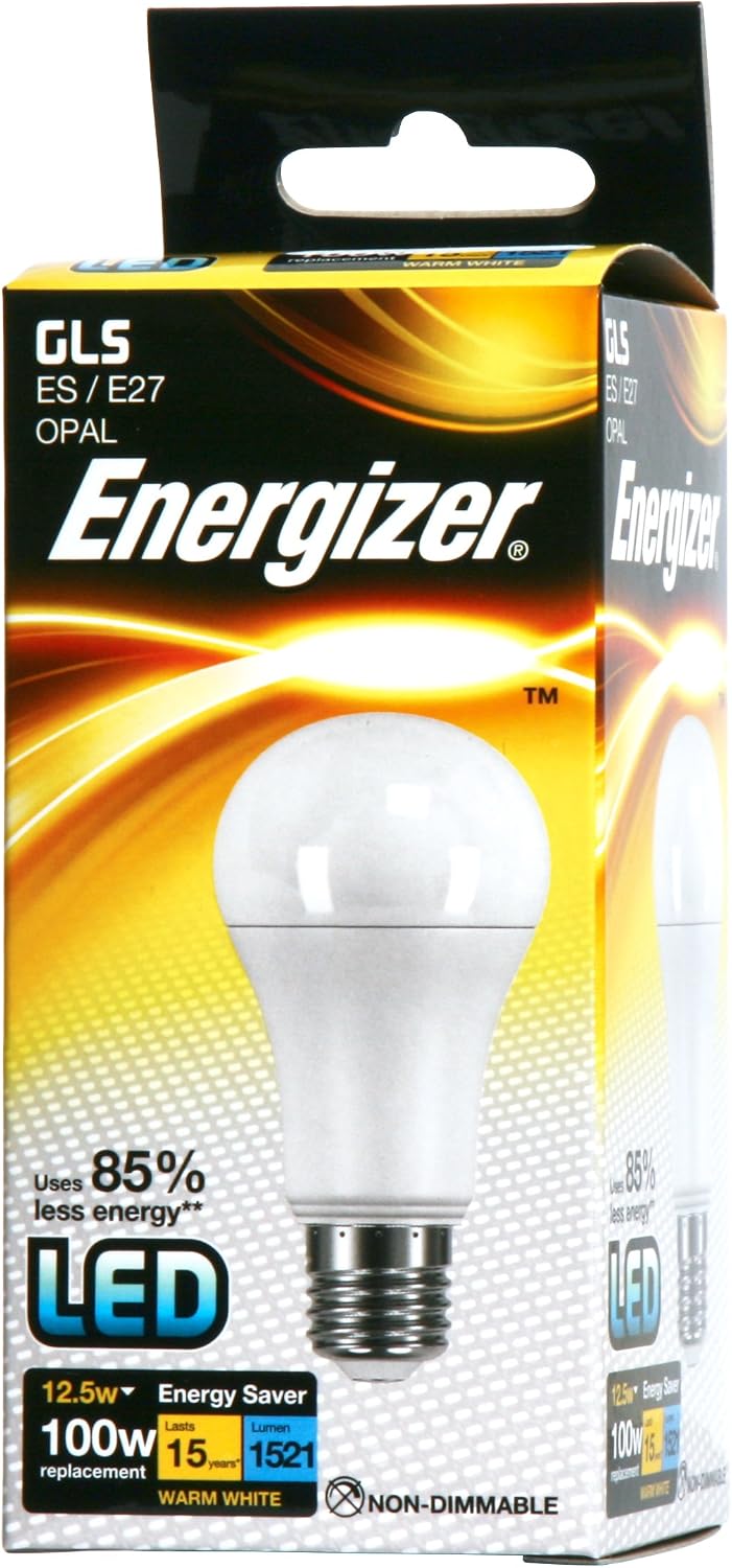Energizer LED GLS Energy Saving Lightbulb, E27, 12.5 W, Warm White, 12.5 Watts