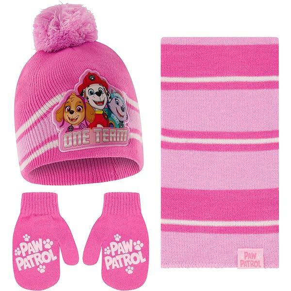 Nickelodeon Set Invernale 3 Pezzi Paw Patrol - Cappello, Paraorecchie In Pelliccia E Guanti - Per Bambine 4-7 Anni - 3