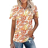 LOMON Womens Golf Polo Shirts Summer Short Sleeve 1/4 Zip Tops Moisture Wicking Casual Tennis Activewear with Pockets