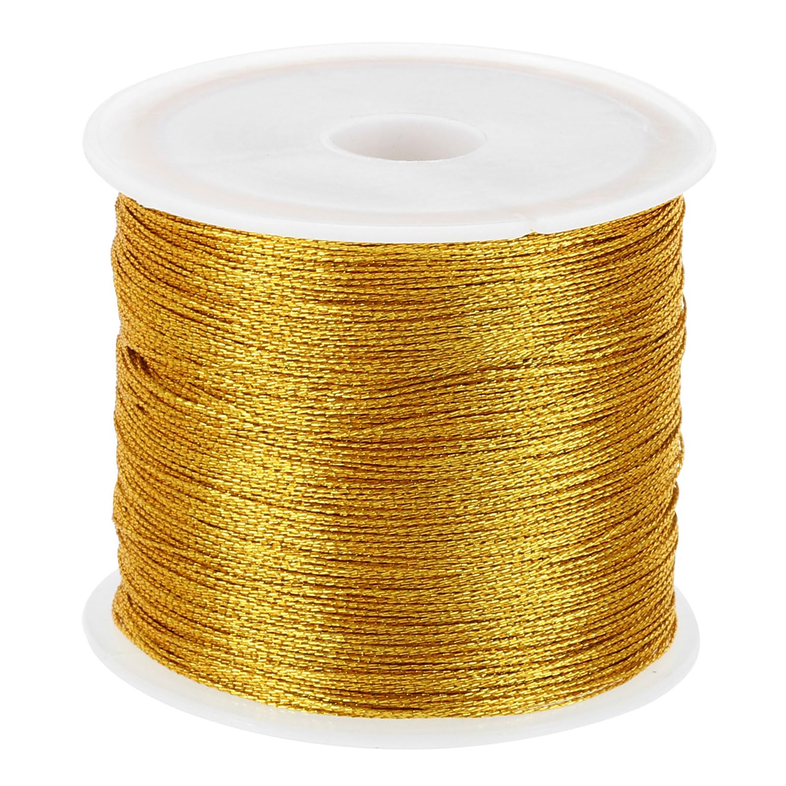 PATIKIL 100m/109yards Metallic Cord, 1 Roll 0.3mm Dia Tinsel Ornament String Thread for Craft Beading Jewelry Making Gift Wrapping Decoration, Gold