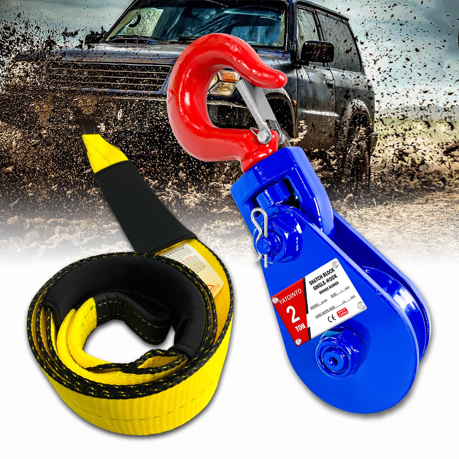 YATOINTO 2 Ton Snatch Block with Swivel Hook for