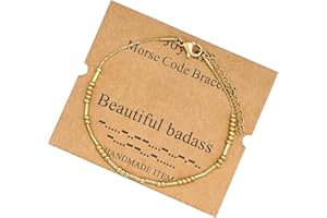 JoycuFF Inspirational 𝗠𝗼𝗿𝘀𝗲 𝗖𝗼𝗱𝗲 𝗕𝗿𝗮𝗰𝗲𝗹𝗲𝘁𝘀 𝗳𝗼𝗿 𝗪𝗼𝗺𝗲𝗻 Gold Silver Stainless Steel Beads Bracelets Encouragement Birthday Gifts for Her Daughter Sister Mom Best Friend