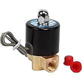 SNS 1/4"NPT DC12V Brass Electric Solenoid Valve Normally Closed Water, Air, Diesel 2W025-N08/DC12V