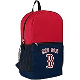 FOCO MLB Officially Licensed Baseball Team Color Primary Logo 2 Tone Big Logo Color Block School Bag Travel Backpack - Boston Red Sox