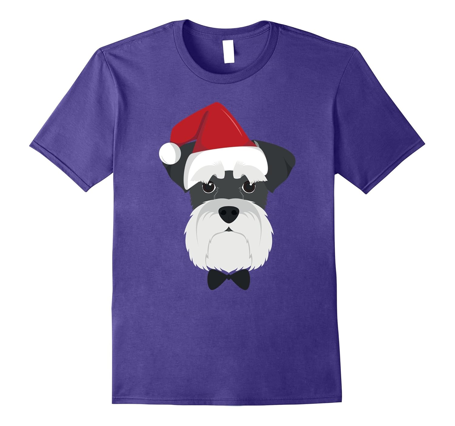 Merry Christmas Schnauzer Dog with Santa Hat T-Shirt-ANZ
