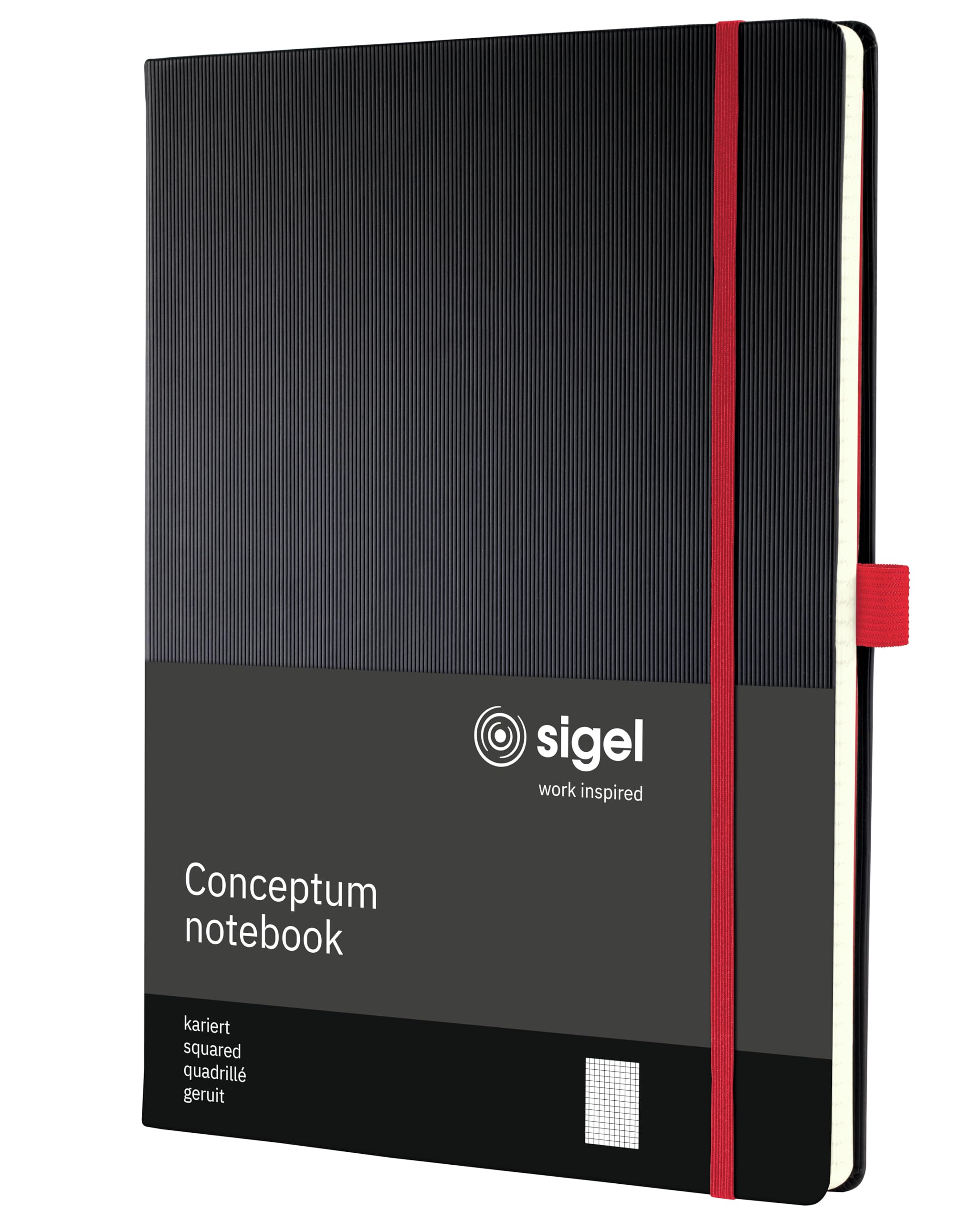 SIGEL CO660 Premium Notebook squaRed, A4, hardcover, Black, Red - Conceptum