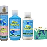 Bath & Body Works Blue Raspberry Burst Trio Gift Set - Fragrance Mist, Body Wash and Body Lotion - with an Aloe Vera Bar Soap - Full Size
