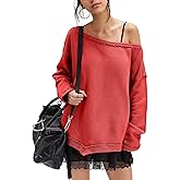Locachy Women's Oversized Off The Shoulder Sweatshirt Long Sleeve Slouchy Shirt Pullover Tops