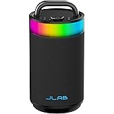 JLab Epic Party Portable Bluetooth Speaker, Black, 360-degree Sound with 100 Watts of Power, 16+ Hours of Playtime, Customizable RGB LED Lighting, Lab Sync Up to 100 Speakers, Custom Sound in-App