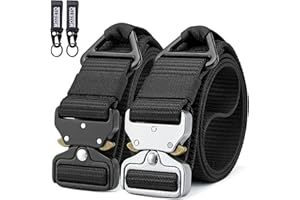 MOZETO Mens Tactical Belt, 2-Pack Rigger Belt with V-ring, 1.5" EDC Army Tac Belt for Men