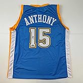 Facsimile Autographed Carmelo Anthony Denver Blue Reprint Laser Auto Basketball Jersey Size Men's XL