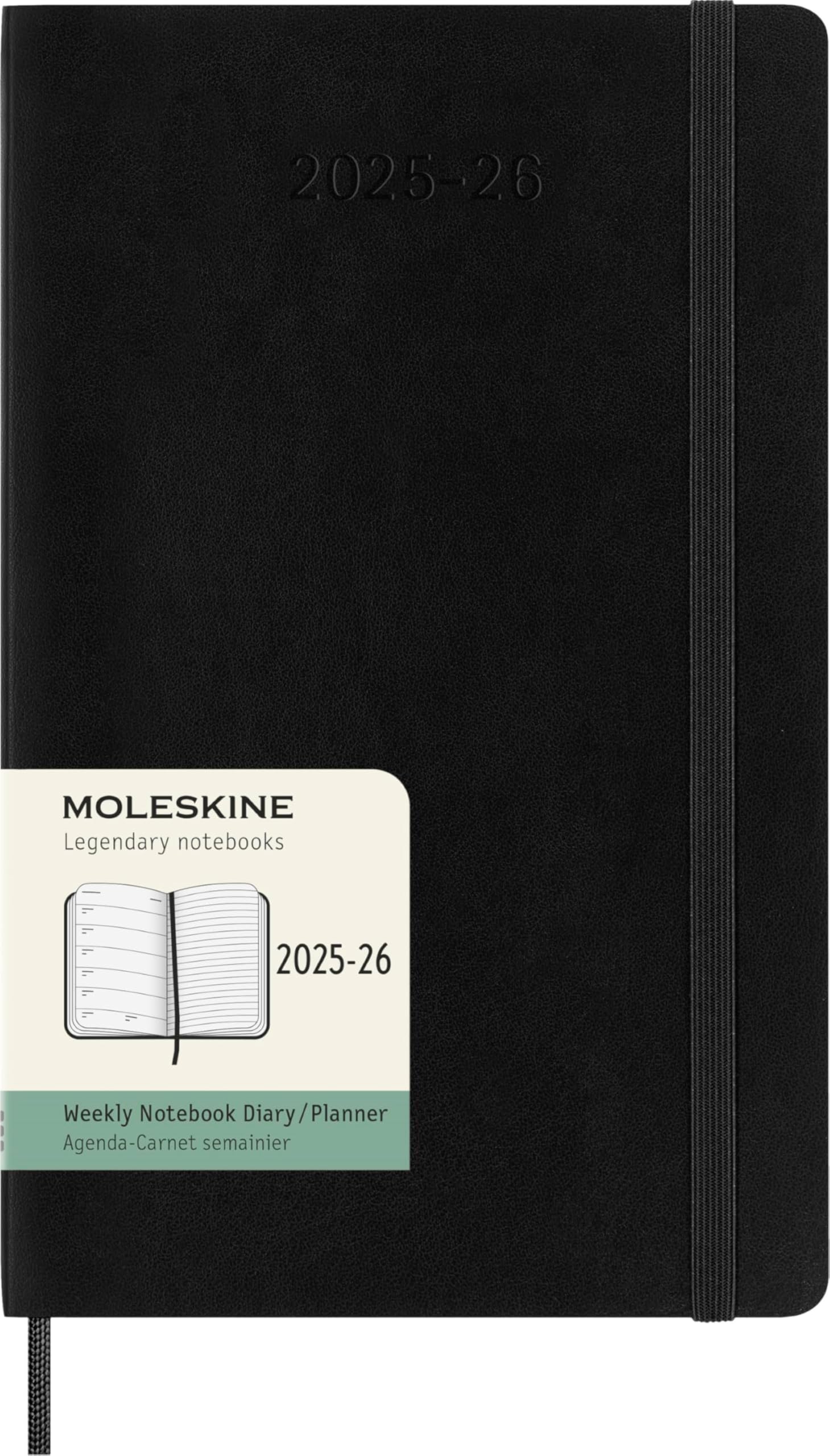 Moleskine Classic 18 Month 2025-2026 Weekly Planner, Soft Cover, Large (5″ x 8.25″), Black, 208 pages