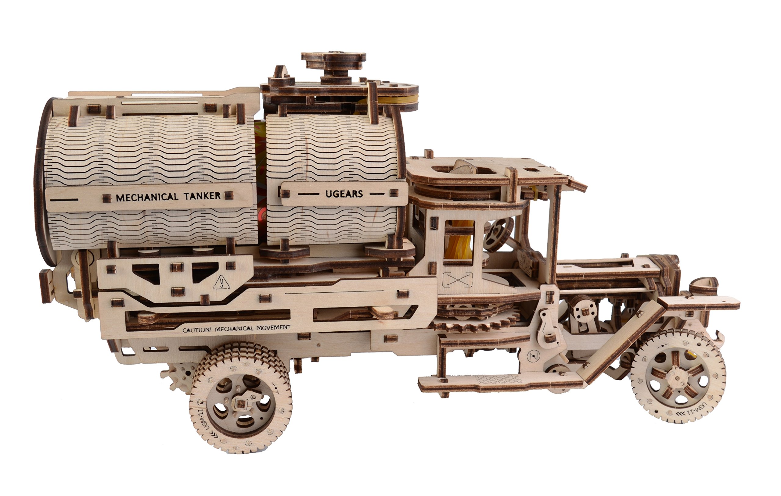 UGEARS 43227-443 Truck with a Tanker, Mechanical Wooden Model 3D Puzzle Assembly Kit