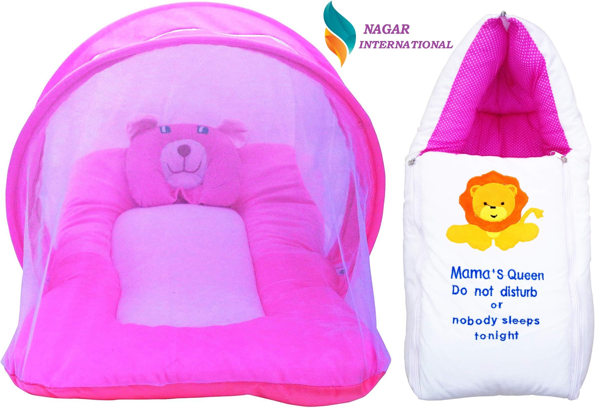 Nagar International Baby's Polyester Sleeping Quilt and Blankets for New Born Baby (Pink Quilt Combo)