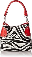 Black Large Vicky Zebra Print Faux Leather Satchel Bag Handbag Purse