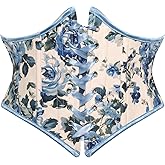 Scarlet Darkness Women's Corset Belt Renaissance Underbust Corset Floral Lace Up Boned Waist Belts