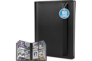 DSCD 4-Pocket Mini Card Binder: 160 Double Sided Sports & Trading Card Collector Album with 20 Sleeves - Kids Strapped Card H
