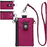 CHENSPRX Minimalist RFID Blocking Small Wallet with ID Window,WaterResistant Zip Id Case Wallet with Lanyard Keychain for Cards,Cash,Travel,Women,Men