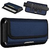 ykooe Rugged Nylon Holster Compatible with iPhone 17 16 15 14 13 12 & Pro Models, Galaxy S25, S24, S23, S22,S21 Cell Phone Belt Holder for Men, Blue - L