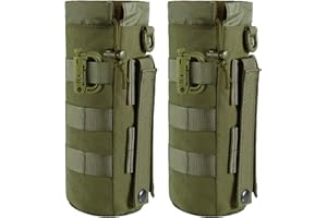 FRTKK Tactical MOLLE Water Bottle Pouch with Drawstring Open Top & Mesh Bottom, Military Water Bottle Holder Bag Sports Travel Hydration Carrier