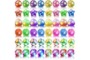 48 Pack Light Up Rings Bulk, LED Glow in the Dark Ring 6 Flashing Styles Glow in the Dark Party Supplies for Glow Party Rave 