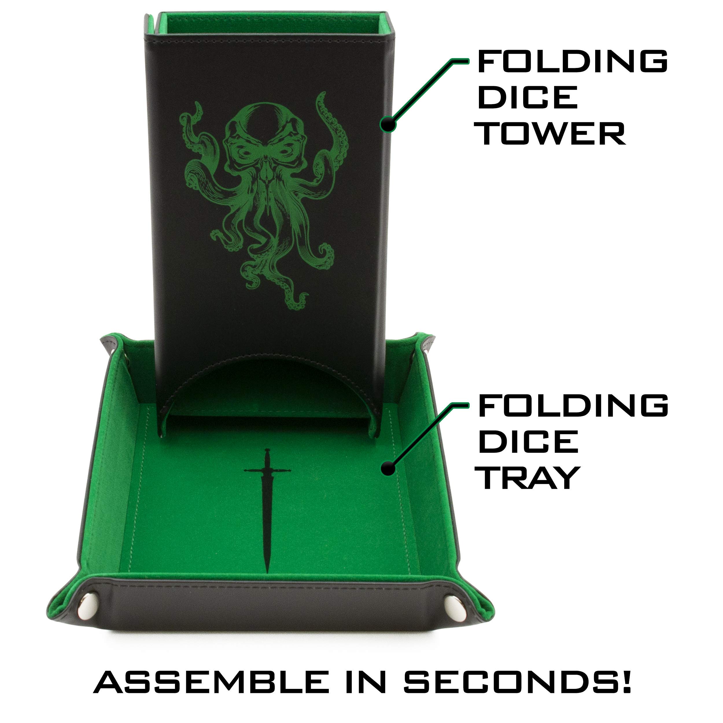 CASEMATIX Portable Dice Tower and Tray Set with Non-Scratch Felt Interior - Folding 8