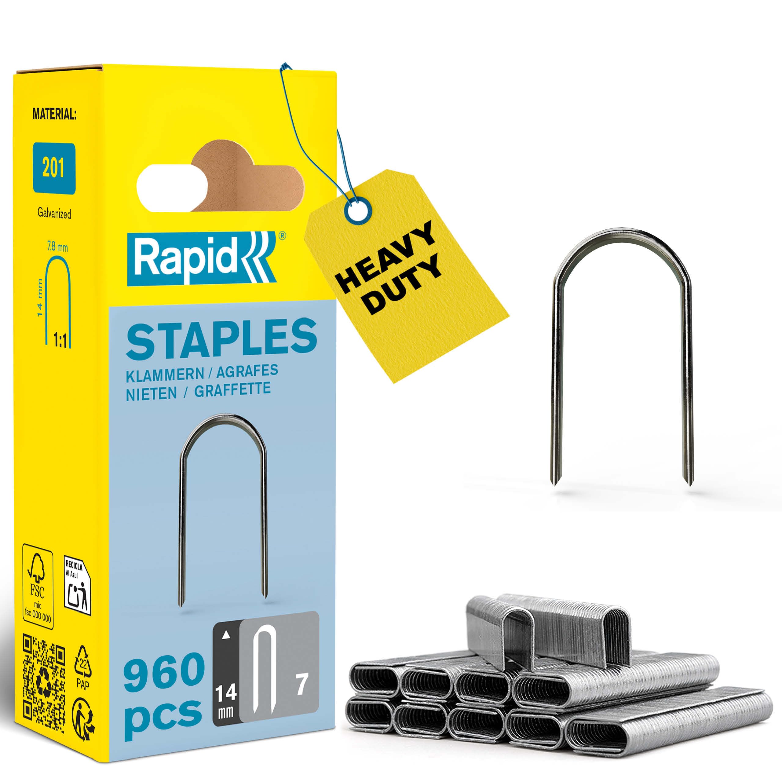 Rapid High Performance No.7 Cable Staples, Leg Length: 14 mm, 40109524 - 960 Pieces