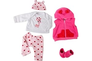 EKOKIZ Reborn Baby Dolls Clothes Girl Cute Pink Baby Clothes Dolls Clothes 17-22 Inches Accessories Set for Reborn Doll Newborn Girl