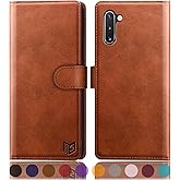 SUANPOT for Samsung Galaxy Note 10 6.3" with RFID Blocking Leather Wallet case Credit Card Holder, Flip Folio Book Cell Phone case Cover for Women Men for Samsung Note10 case Wallet Light Brown