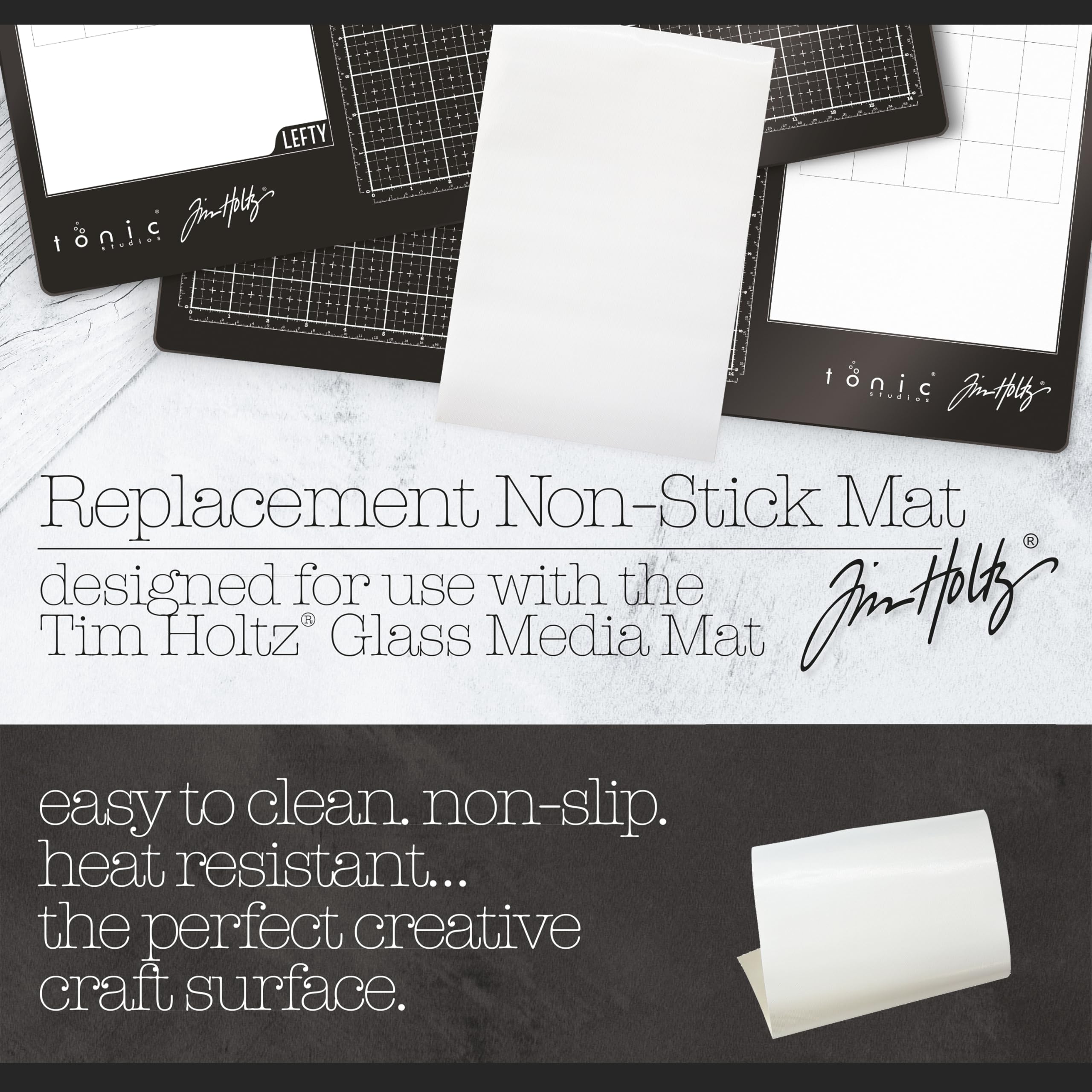 Tonic Studios Replacement Palette for Glass Cutting Mat - 7.5x11 Inch Non-Stick Overlay for Mixing Paints, Inks, and Stamping - Removable and Easy to Clean