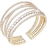 Suyi Rhinestone Bracelet Multilayer Gold Cuff Bracelet for Women Crystal Braidal Bracelets