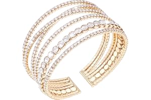 Suyi Rhinestone Bracelet Multilayer Gold Cuff Bracelet for Women Crystal Braidal Bracelets