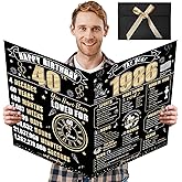 Turypaty Large 40th Birthday Card With Envelope for Men Women, 1986 Black Gold Happy 40th Birthday Giant Guest Signature Book Gifts, Big Vintage 1986 40 Greeting Card Decoration Party Supplies