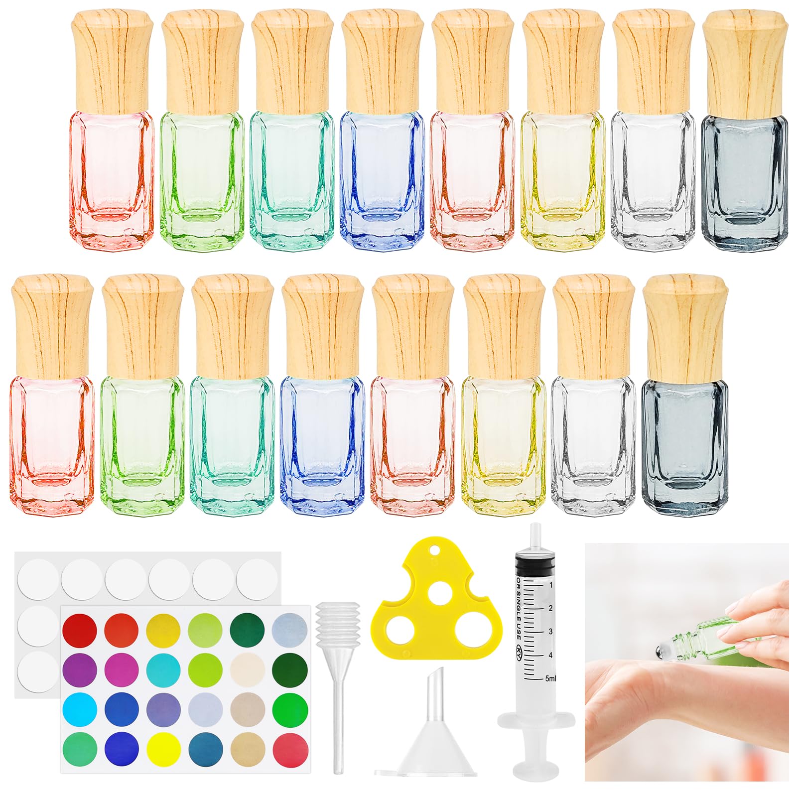 Bohoray 16pcs Roller Ball Bottles for Essential Oils, 3ml Glass Oil Roller Bottle, Rollerball Bottles with Stainless Steel Ball, Essential Oil Roller Bottle for Massage Oils,Fragrance,Aromatherapy