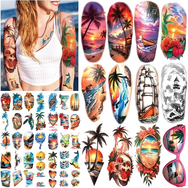 Azeeda Temporäre Tattoos „Leuchtturm“ – 4 Stück, Wasserfest & Hautfreundlich, Einfach Aufzutragen Und Zu Entfernen