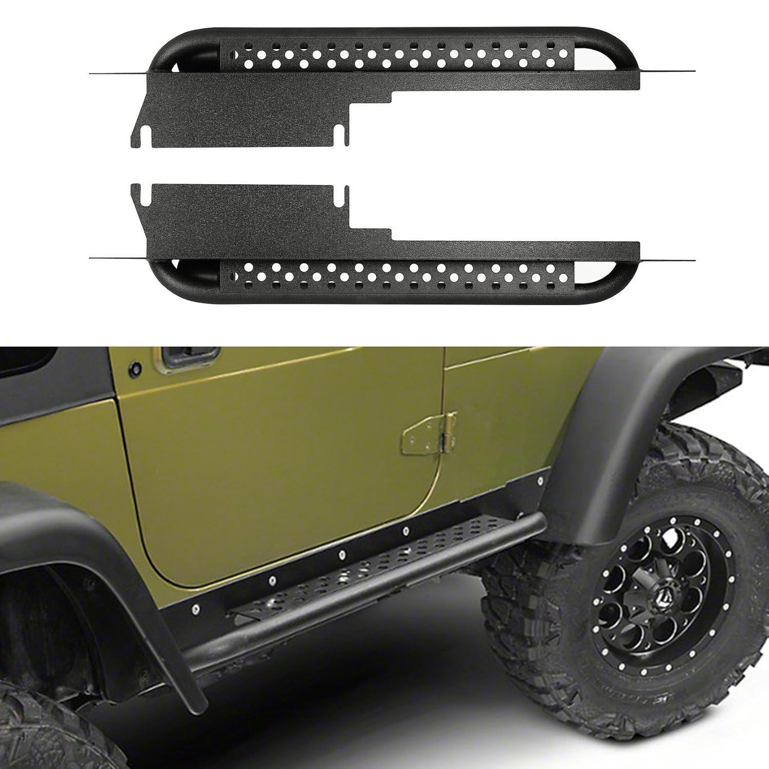 Amazon.com: Hooke Road Jeep Wrangler TJ Side Steps Rock Rails Door Guards  for 1997-2006 Jeep Wrangler TJ & Unlimited: Automotive
