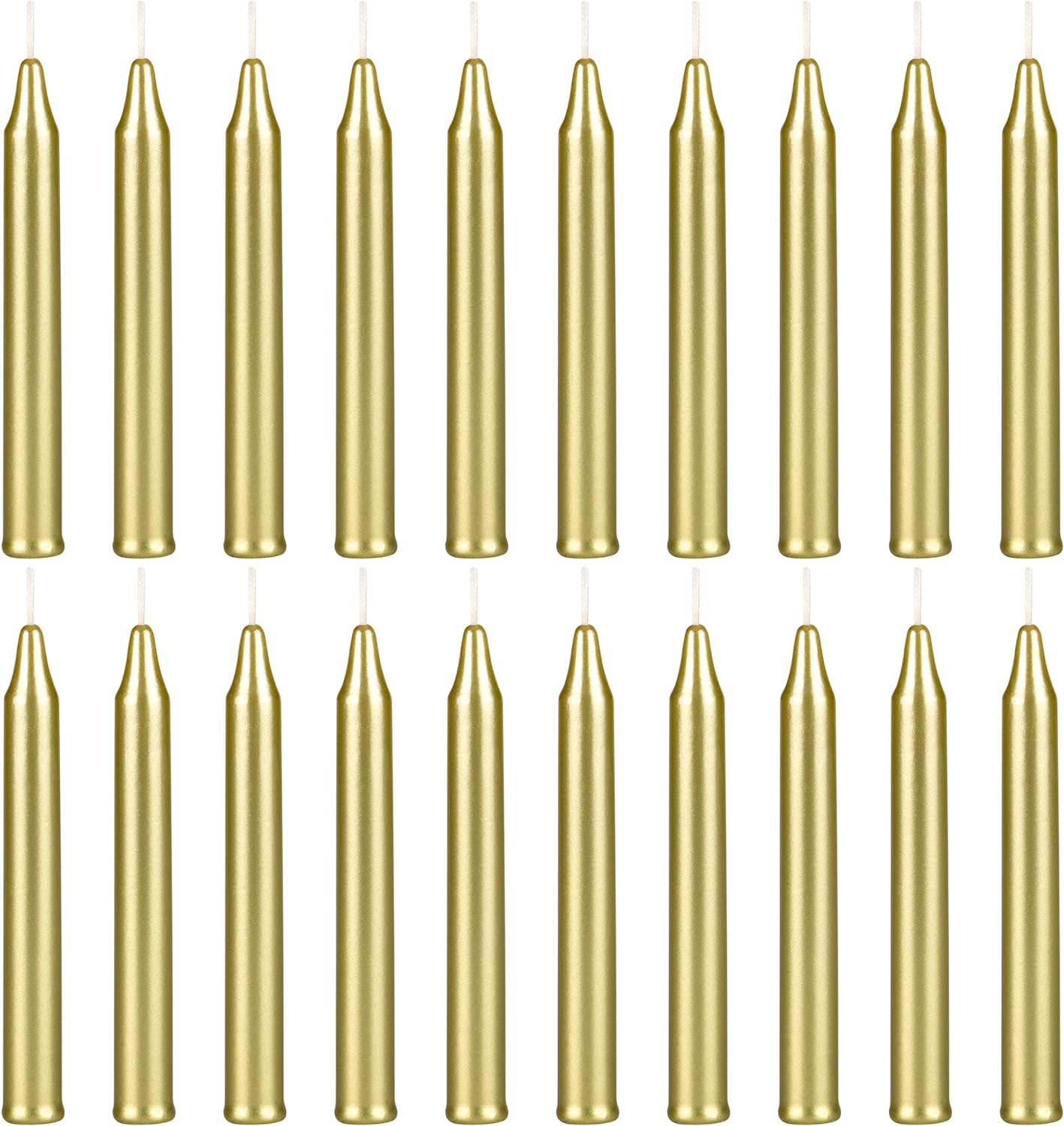 Candles & Holders - Mega Candles 20 pcs Unscented Gold Exquisite Mini Taper Candle, 4 Inch Tall x 1/2 Inch Diameter, Supreme Chimes, Enchantment, Rituals, Casting Spells, Witchcraft, Wiccan, Metaphysical
