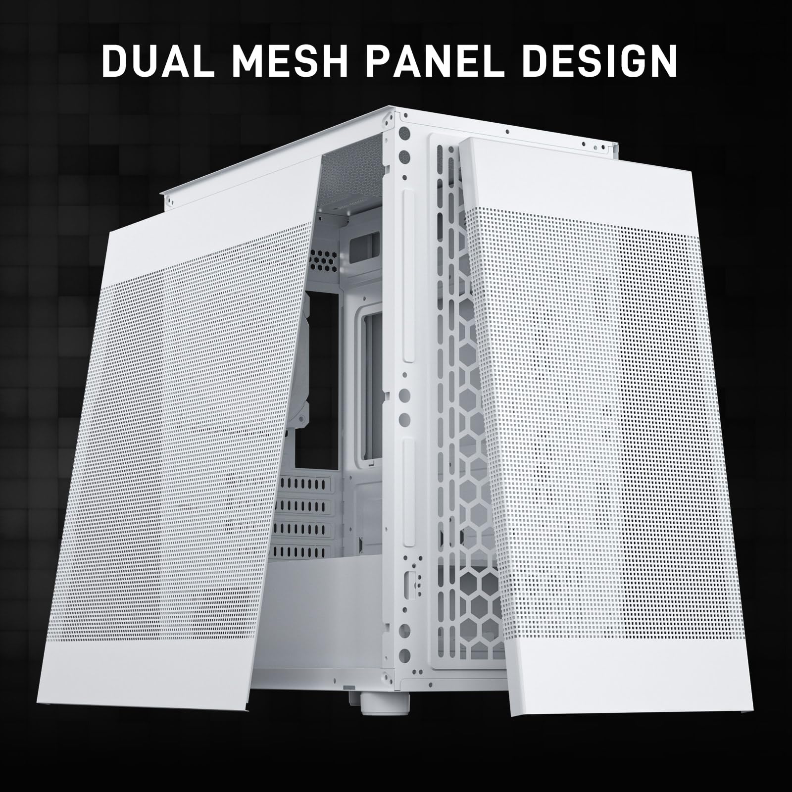 DARKROCK MH200 White PC Computer Case for Office&Gaming Compact Mid-Tower Micro ATX Mini ITX High-Airflow Mesh Front & Side Panel Top 240mm Radiator Support Type-C Ready, ARGB 120mm Fan Pre-Installed