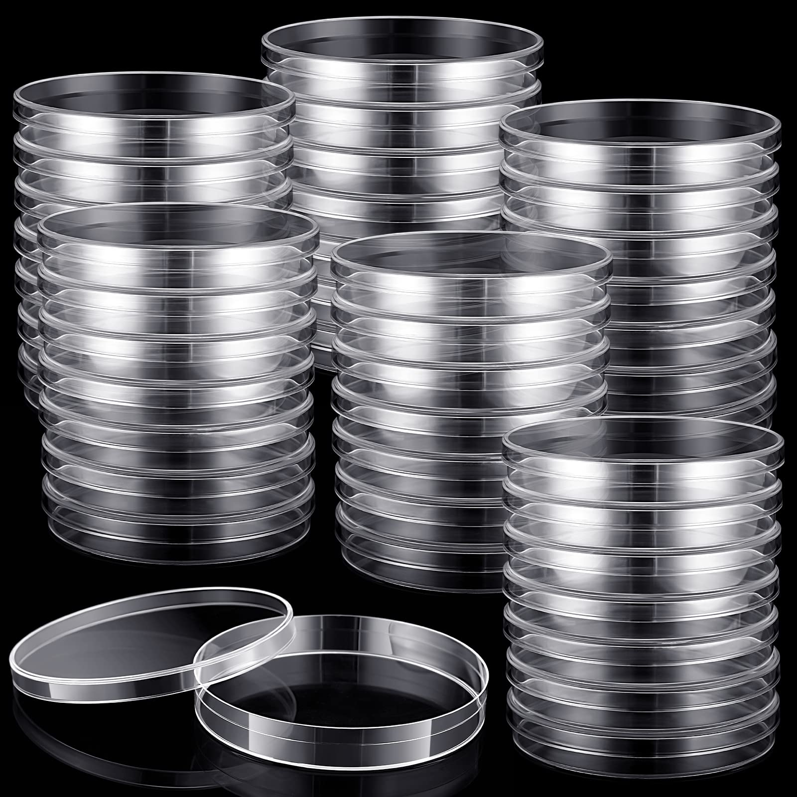 Photo 1 of 90mm Petri Dishes Sterile Plastic Bulk with Lids Deep Clear Thick Science Lab Cell Culture Agar Dish for Lab Jelly Science Party Project Experiment Analysis Equipment Projects Supplies